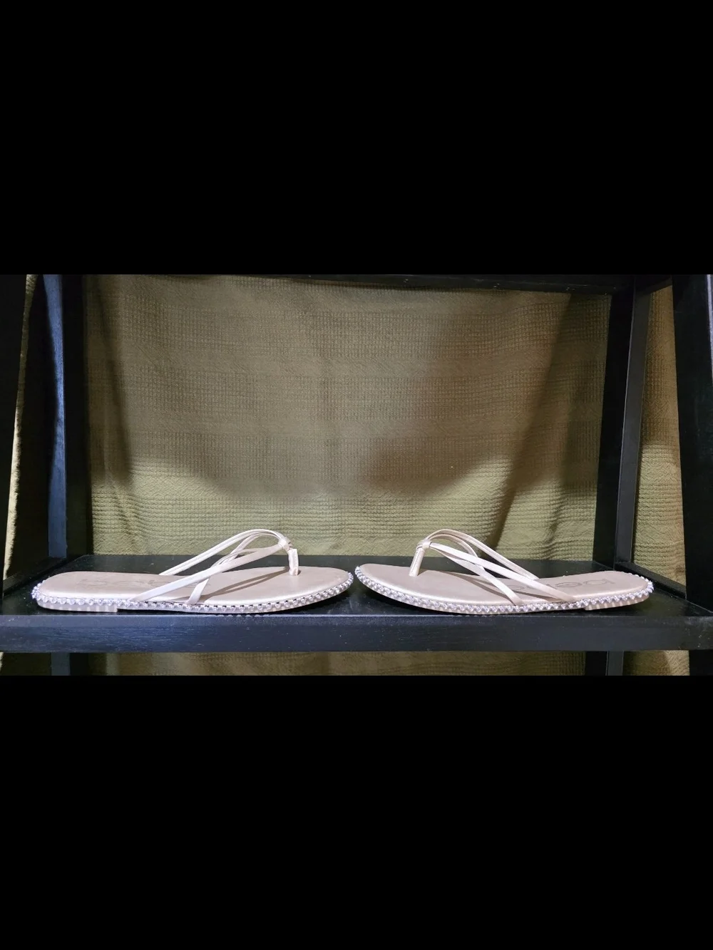 bebe Nude Pink Jeweled Toe-Loop Sandals